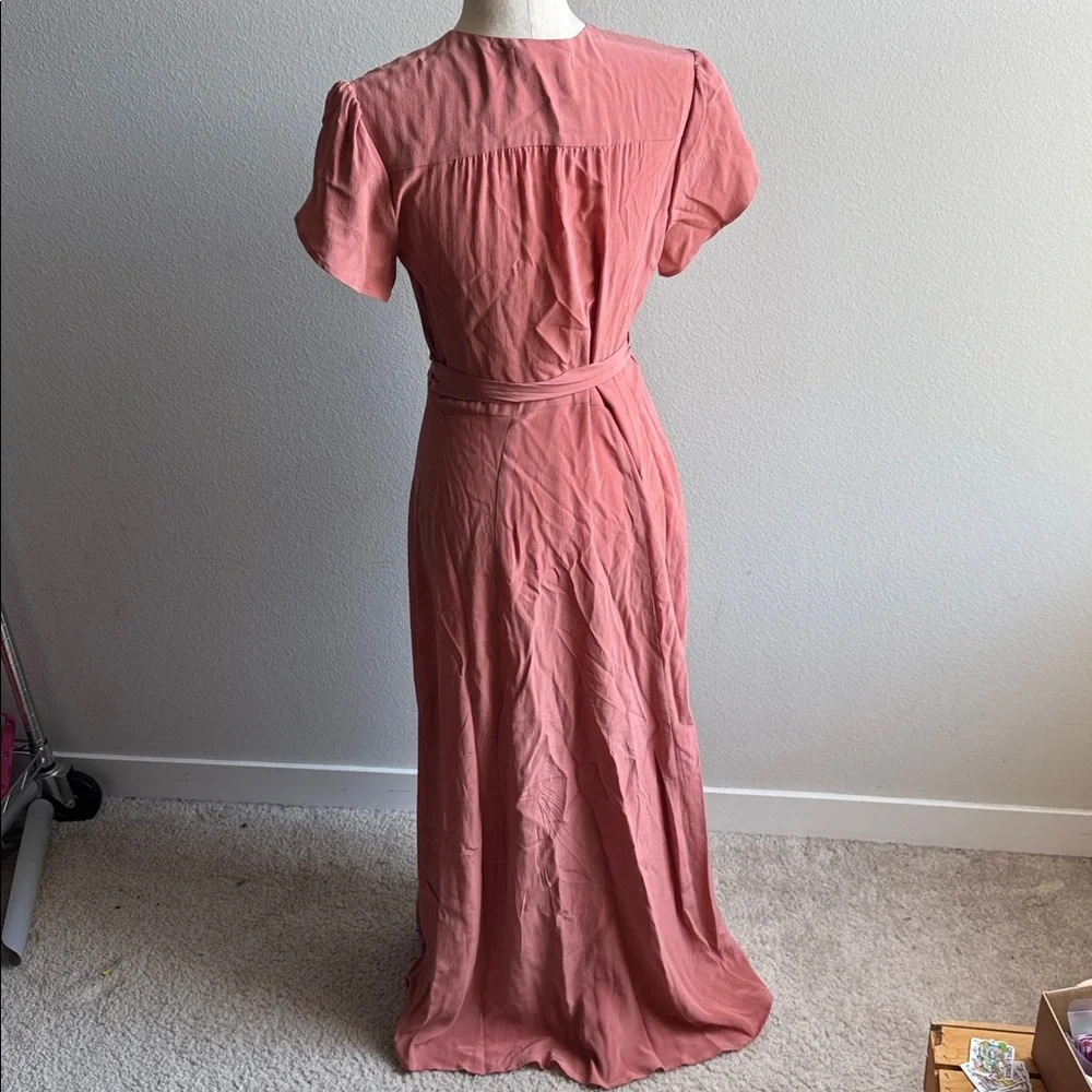 Christy Dawn The Autumn Dress Dusty Rose Silk Wrap Midi Dress size medium - Picture 5 of 7